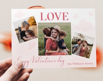 Printable photo valentines greeting card, editable valentines photo collage cards, valentine's day love card, happy valentines photo card