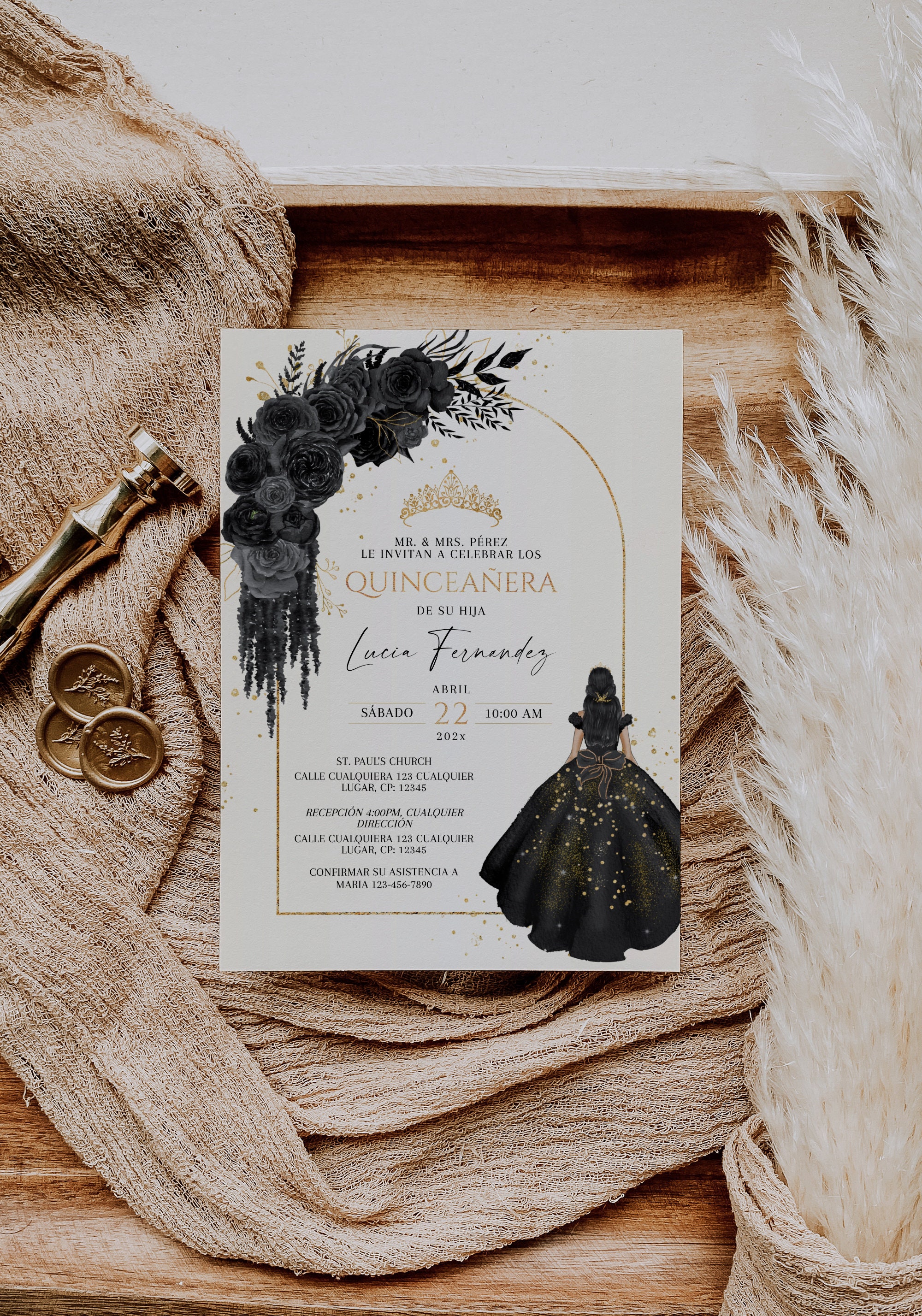 Black and Gold Quince Dress - Etsy Black and Gold Quince Dress - Etsy