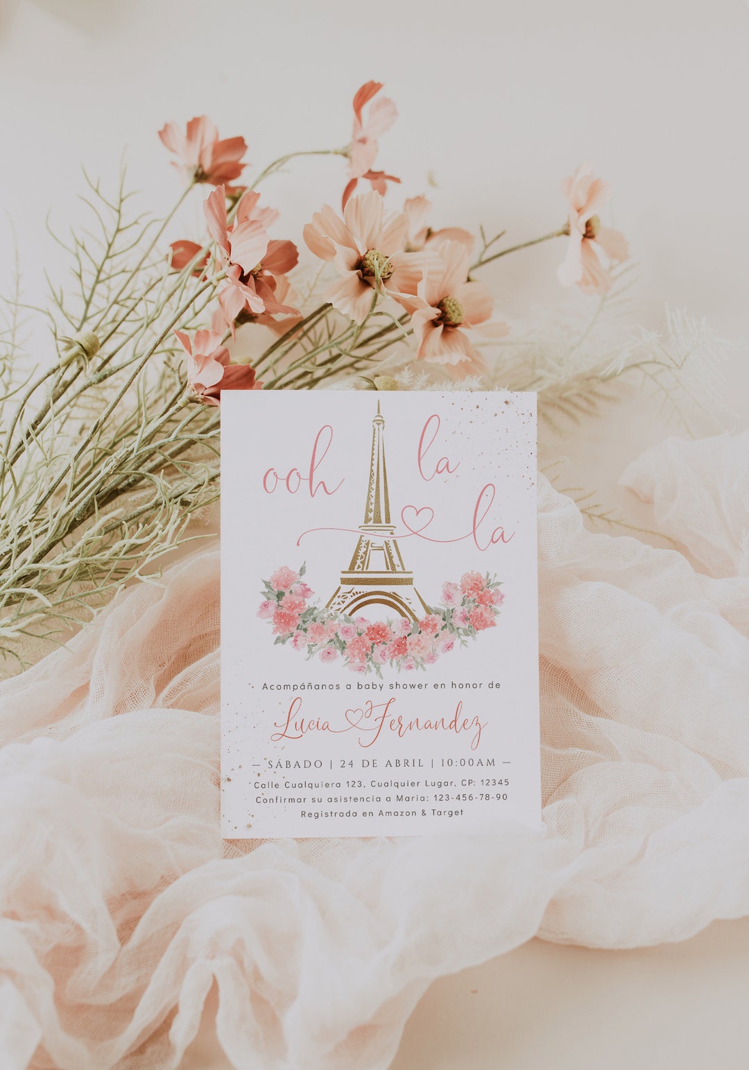 Ooh La La Baby Shower Invitation in Spanish Eiffel Tower Baby Etsy