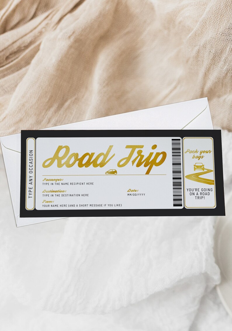 Printable Road Trip Ticket Gift Reveal Surprise Any Occasion - Etsy