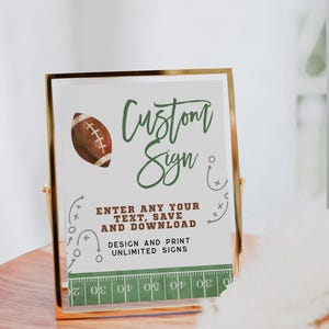 Football birthday party custom sign printable, sports boy birthday custom table sign, boy football theme birthday party custom sign - C651