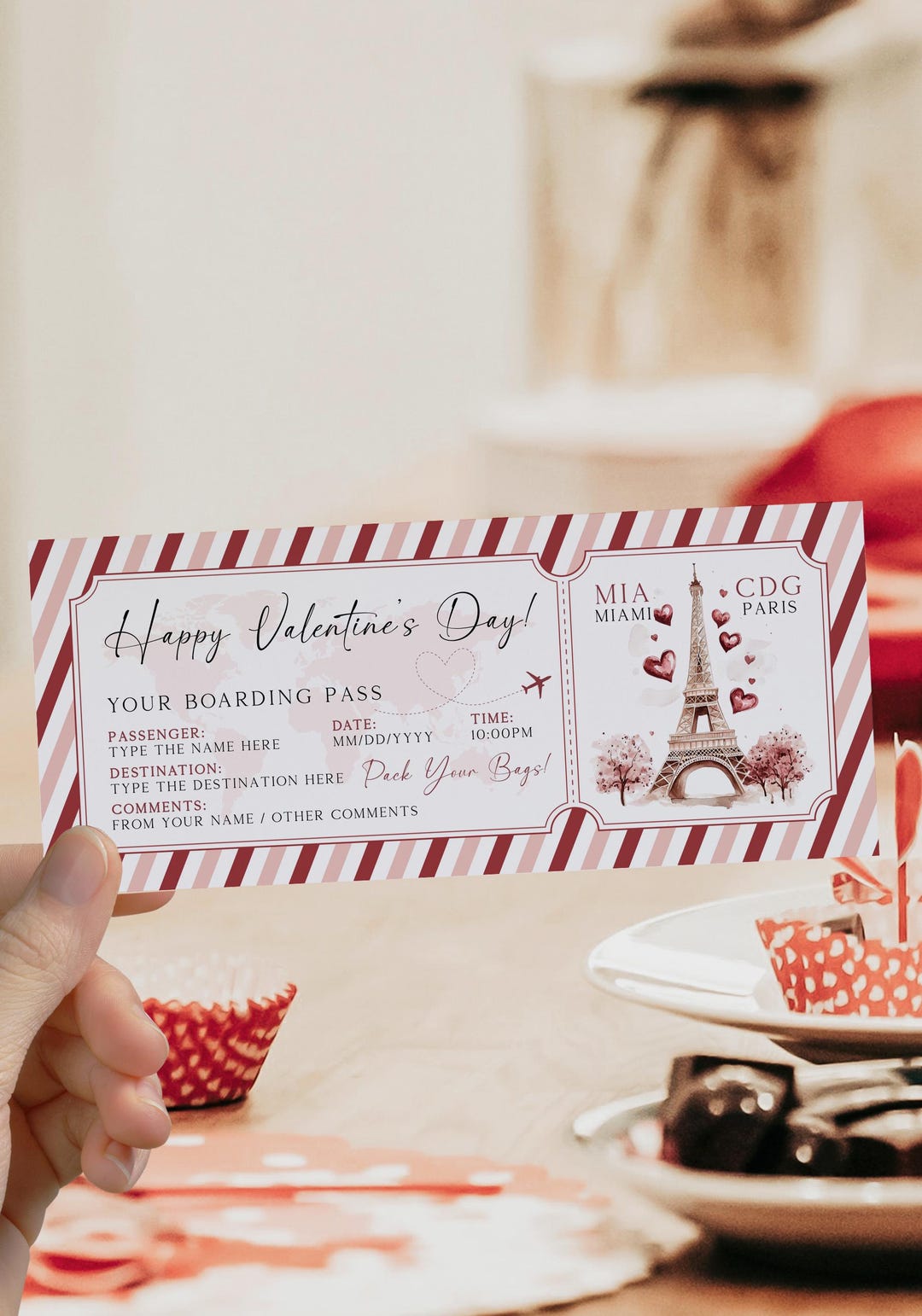 Valentine's Day Surprise Boarding Pass Template, Valentines Surprise ...