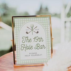 The 19th hole bar birthday custom sign printable, golf theme birthday party custom table sign, masters birthday party custom sign - C718