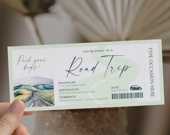 Weekend Surprise Trip Reveal, Road Trip Reveal gift ticket, surprise ticket, Travel Certificate Printable, surprise getaway boarding pass
