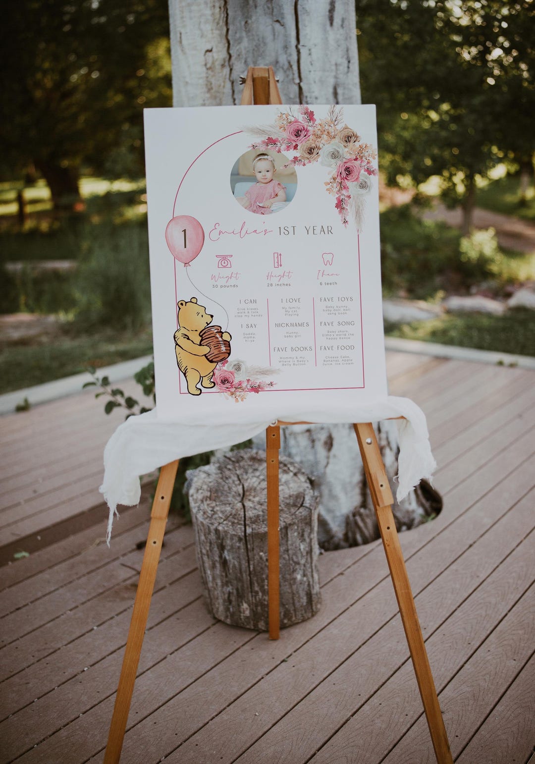 Classic Winnie the Pooh Milestone Sign Printable, Girl Boho Winnie the ...