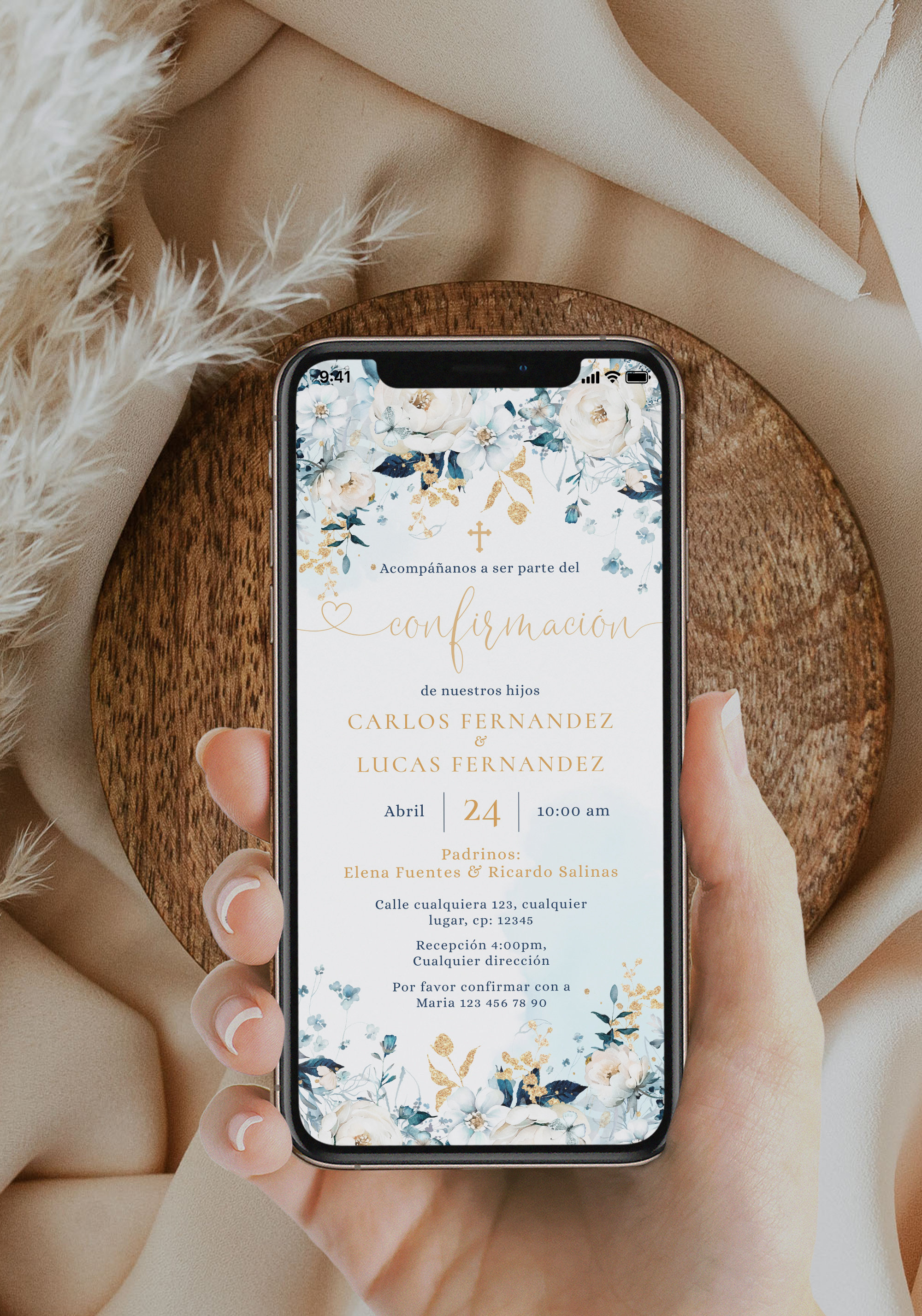 Invitacion Confirmación De Niño Y Niña, Spanish Electronic Confirmation ...