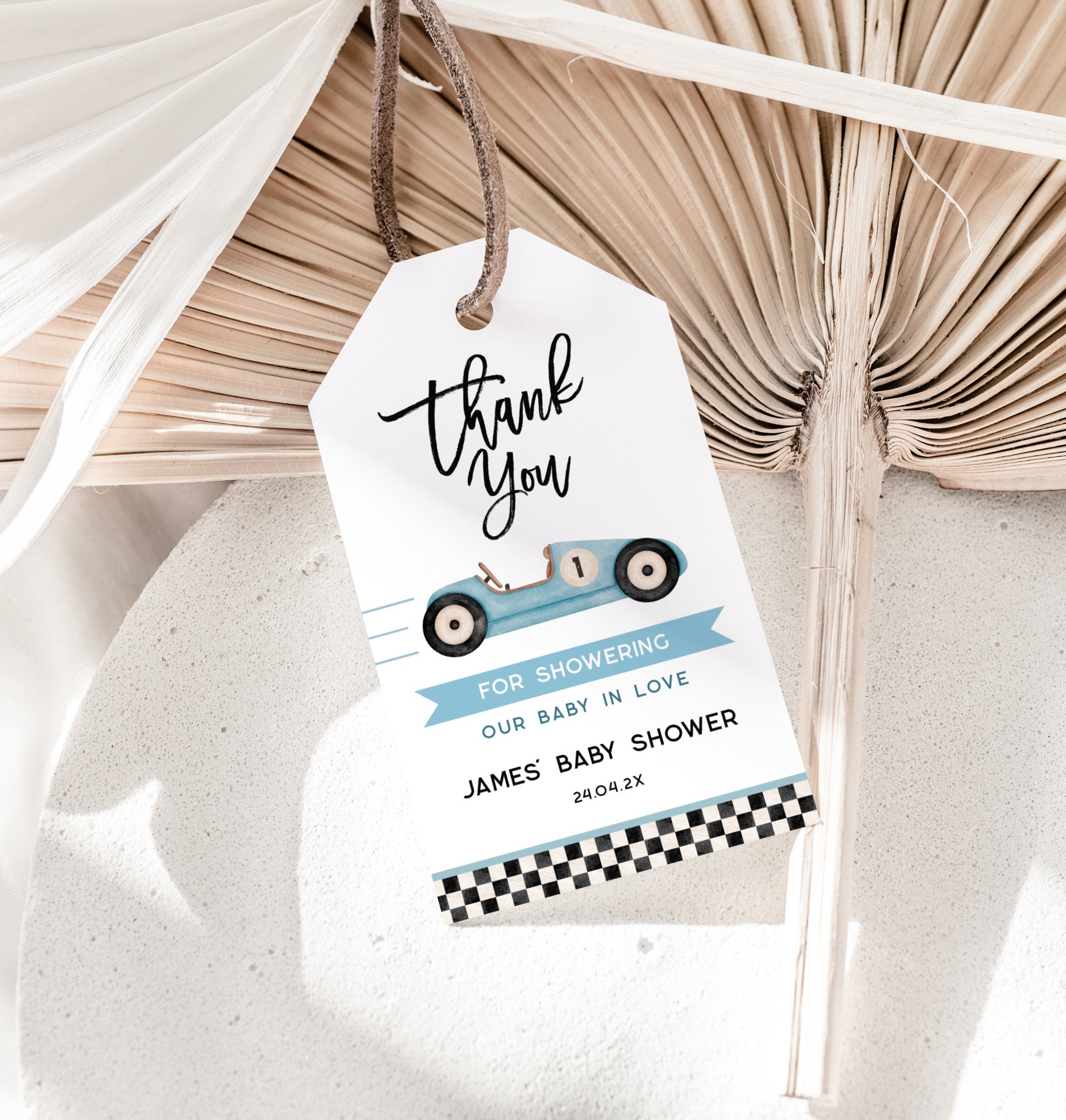 Boy Sports Car Gift Tag Race Car Baby Shower Thank You Tag Etsy