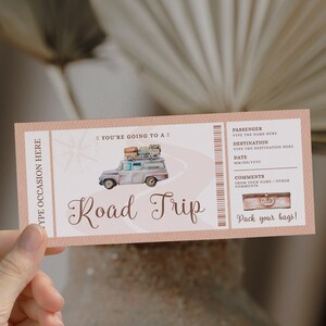 Printable Weekend Surprise Trip Reveal, Road Trip Reveal gift ticket, surprise ticket, road trip Vacation