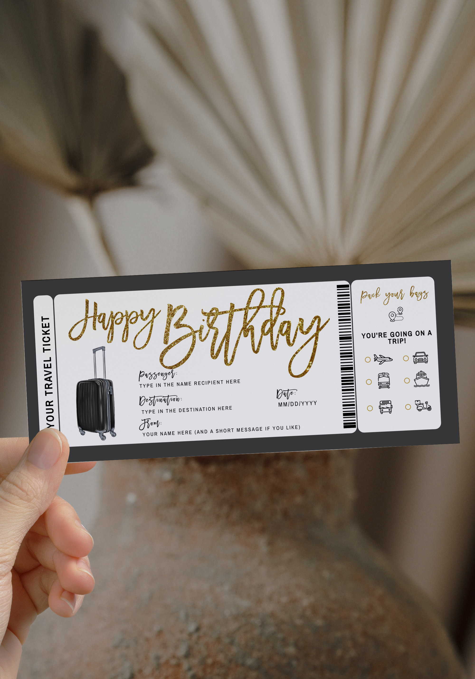 Printable Birthday Pass Template Surprise Vacation Ticket Etsy Australia
