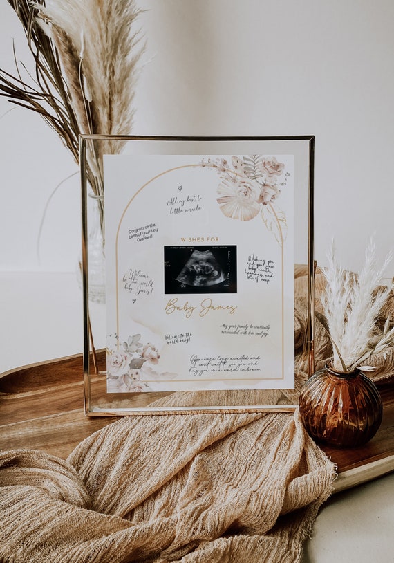 Printable sonogram ultrasound guestbook, sonogram photo sign baby