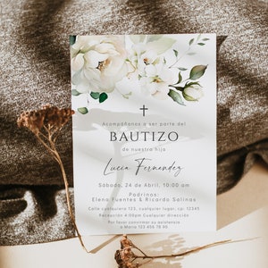 Invitacion bautizo en espanol, invitaciones de bautizo niña, spanish girl baptism invitation printable, invitación bautismo para niñas -C196