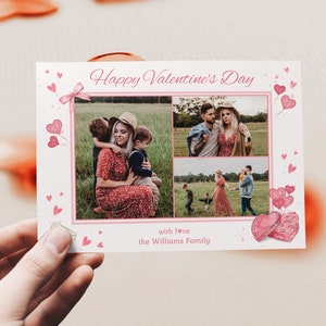 Printable photo valentines greeting card, editable valentines photo collage cards, valentine's day love card, happy valentines photo card
