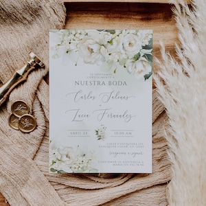 Nuestra boda spanish wedding invitaciones para imprimir, floral spanish wedding invitations, invitaciones para boda digital espanol - C261