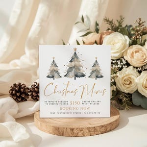 Minimalism christmas mini sessions template without photo, announcement marketing christmas mini session for photographers without photos