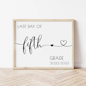 Editable last day of 5th grade sign, last day of school sign, 5th grade chalkboard sign, goodbye 5th grade sign, photo prop school sign