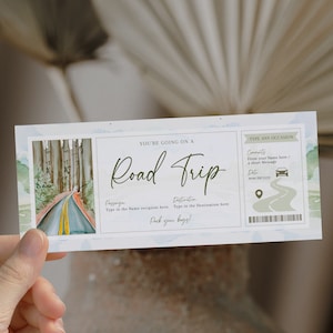 Printable weekend surprise trip reveal, travel voucher, road trip reveal gift ticket, surprise getaway ticket, road trip vacation, car trip