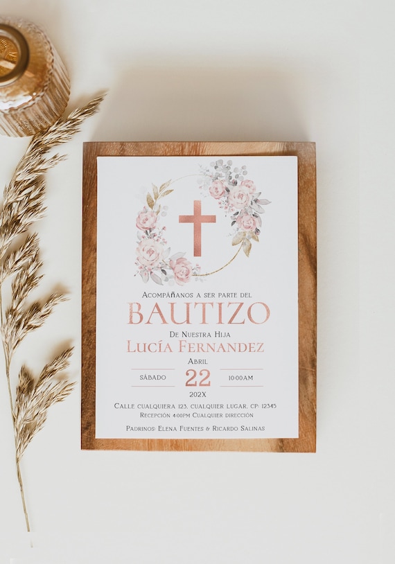 Invitaciones de bautizo niña, invitacion bautizo en espanol, girl baptism invitation in spanish