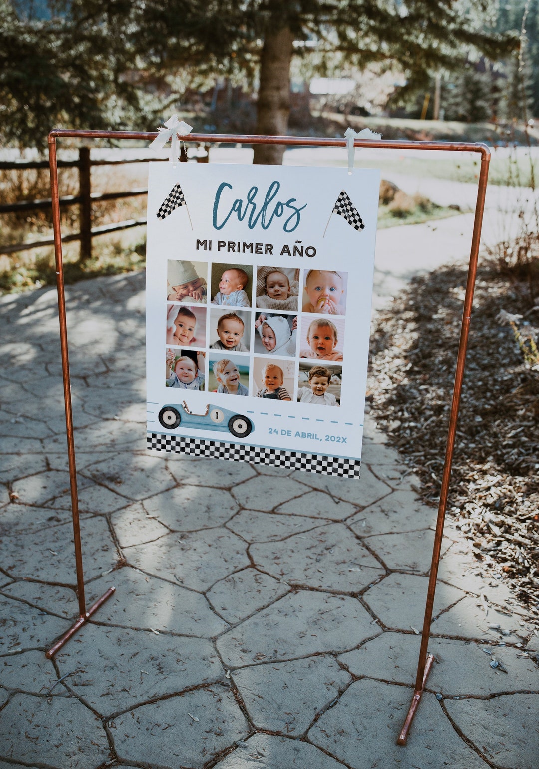 Mi Primer Ano En Español, Boy First Year Birthday Photo Board Race Car ...