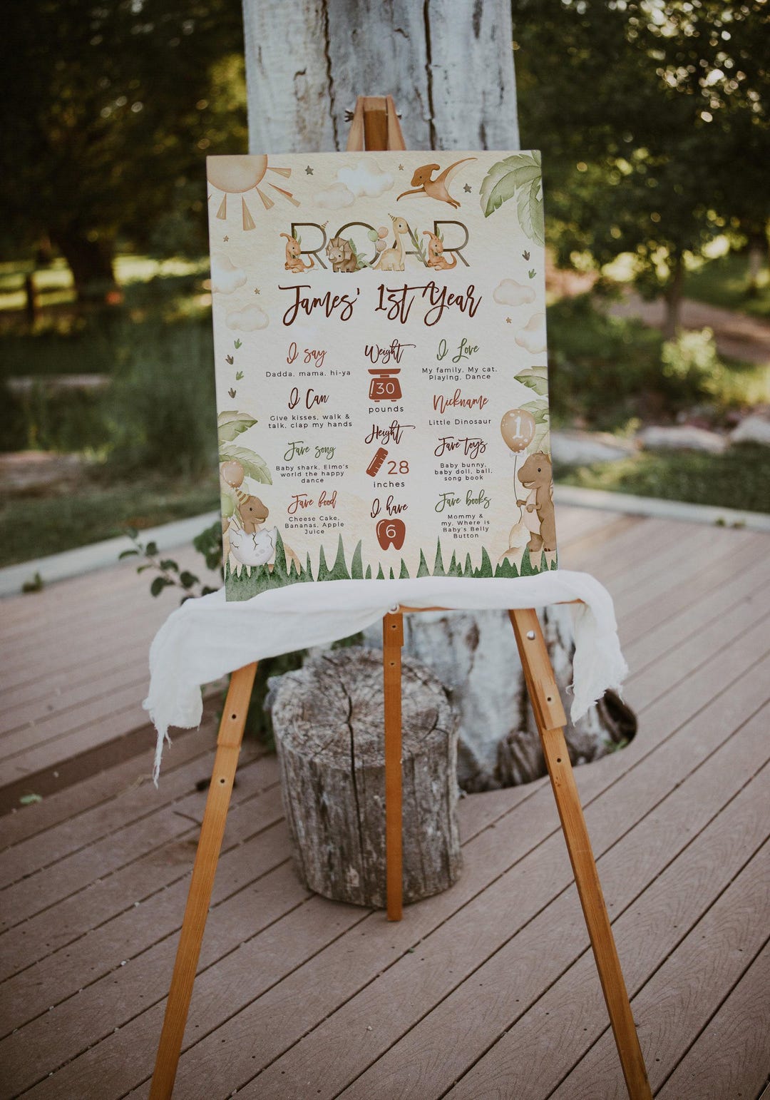 Dino Roar First Year Milestone Poster Printable, Dinosaur 1st Birthday ...