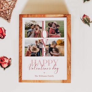 Printable valentine's day love card, photo valentines greeting card, editable valentines photo collage cards, happy valentines photo card