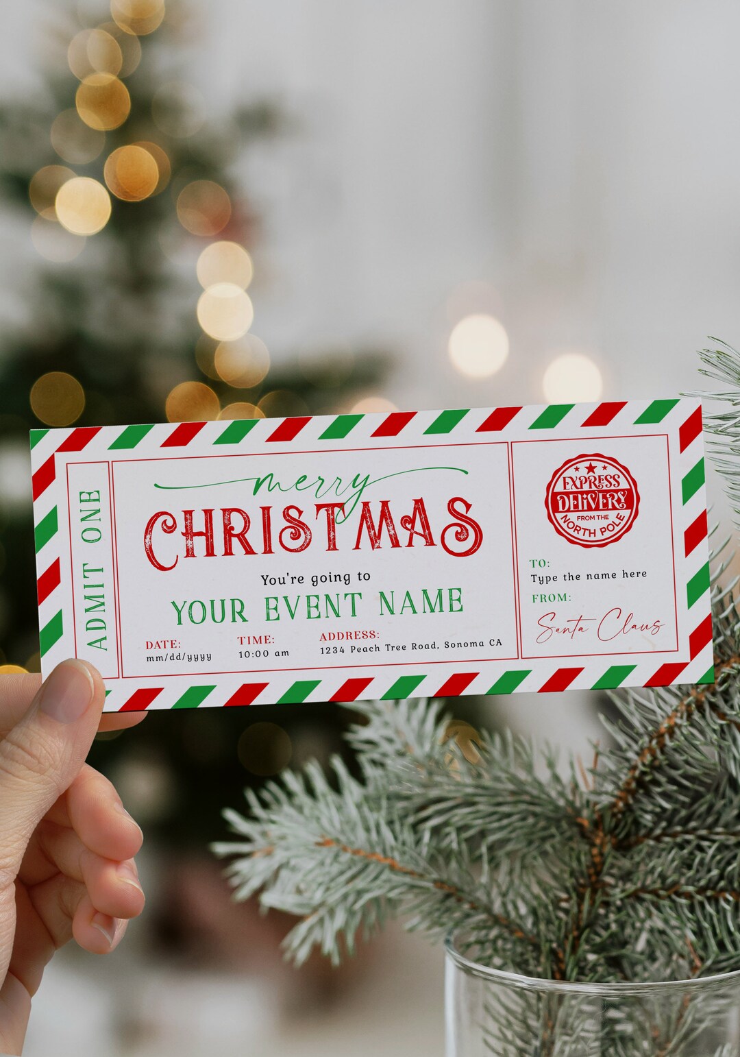 Event Ticket Template, Editable Event Tickets, DIY Ticket From Santa ...