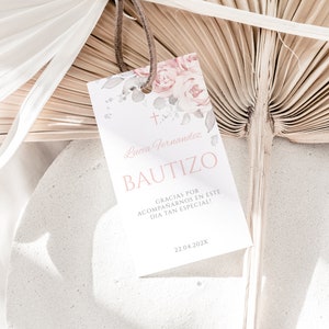 Mi bautizo thank you tags spanish, gracias tags bautizo en espanol gift tag, girl baptism favor tag in spanish, etiquetas para bautizo -C79