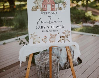 Ranch Baby Shower Welcome Sign Printable Farm Animals Baby Shower Decor - C787