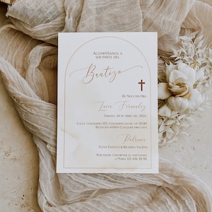 Bohemian christening invitations, bautizo invitations spanish, mi bautizo invitation, invitación bautizo, boho baptism invitation in spanish