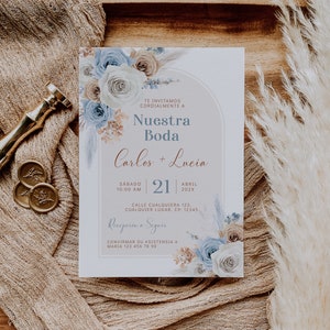 Invitaciones para boda digital espanol, bohemian spanish wedding invitations, nuestra boda spanish wedding invitaciones para imprimir -C225