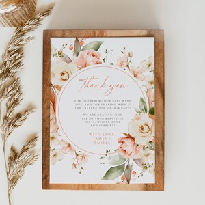 Blush Floral Editable Thank You Card, Printable Pink Greenery ...