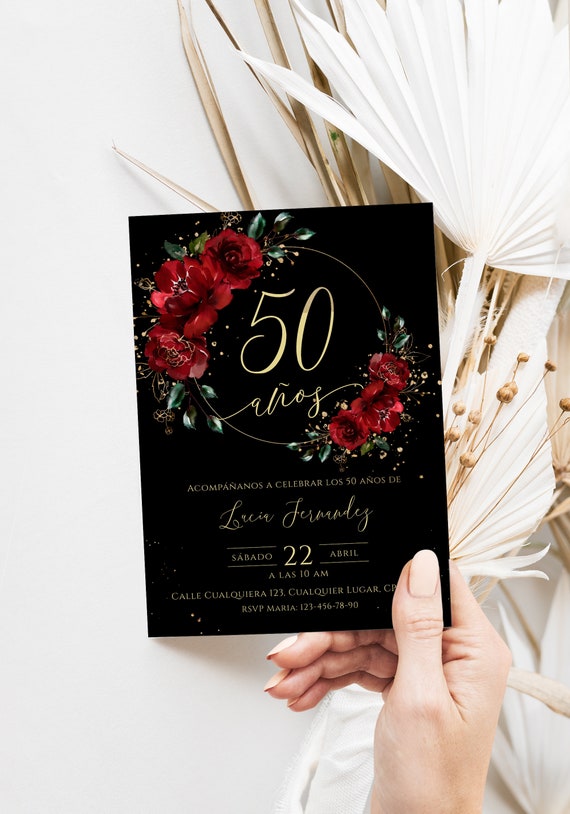 Spanish 50th Birthday Invitation Printable, All Ages Adult Birthday  Invitation, Invitación De 50 Años Mujer, 50 Años Cumpleaños Adulto Mujer 