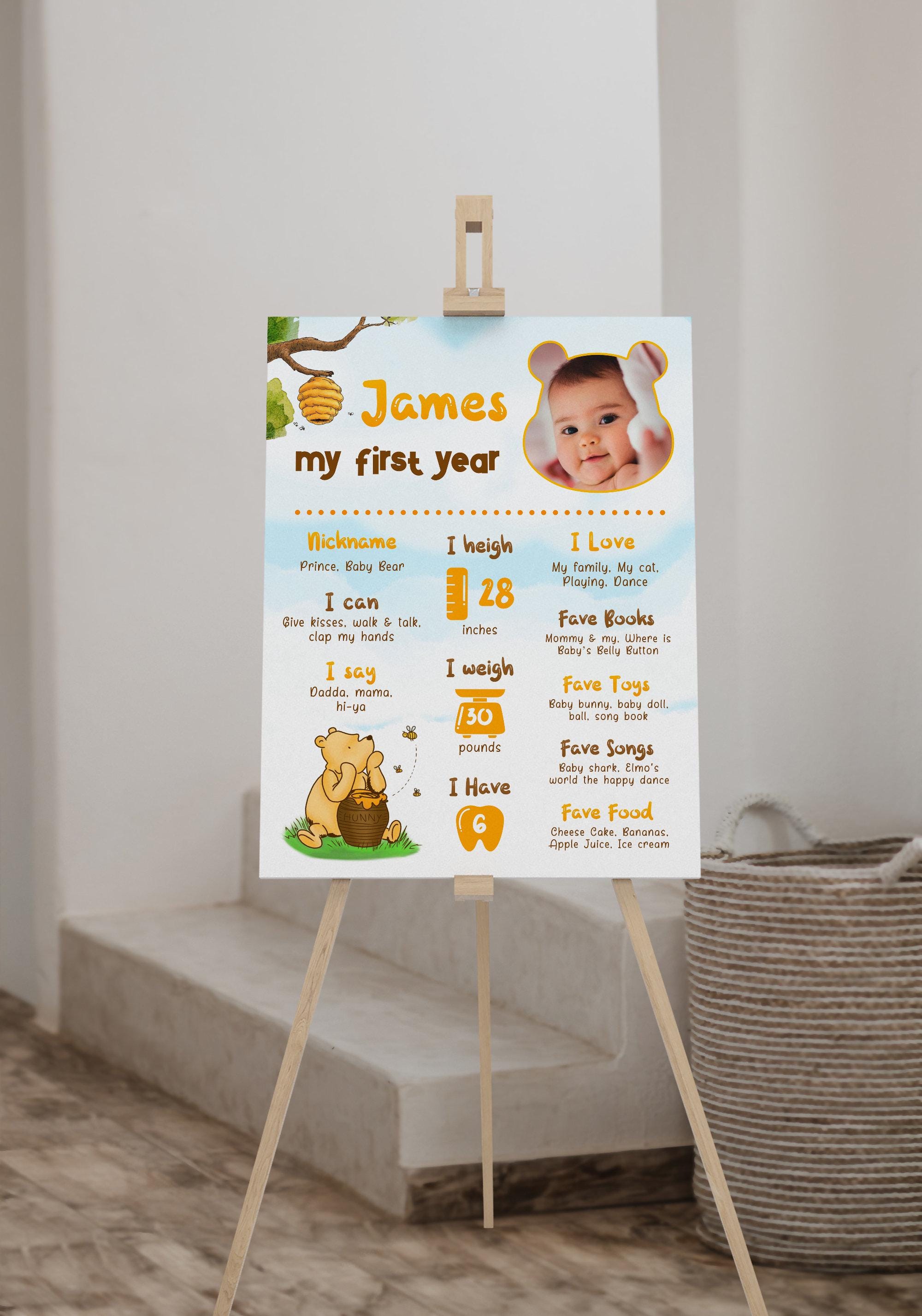 Winnie the Pooh First Year Milestone Board With Photo Template, Honey ...