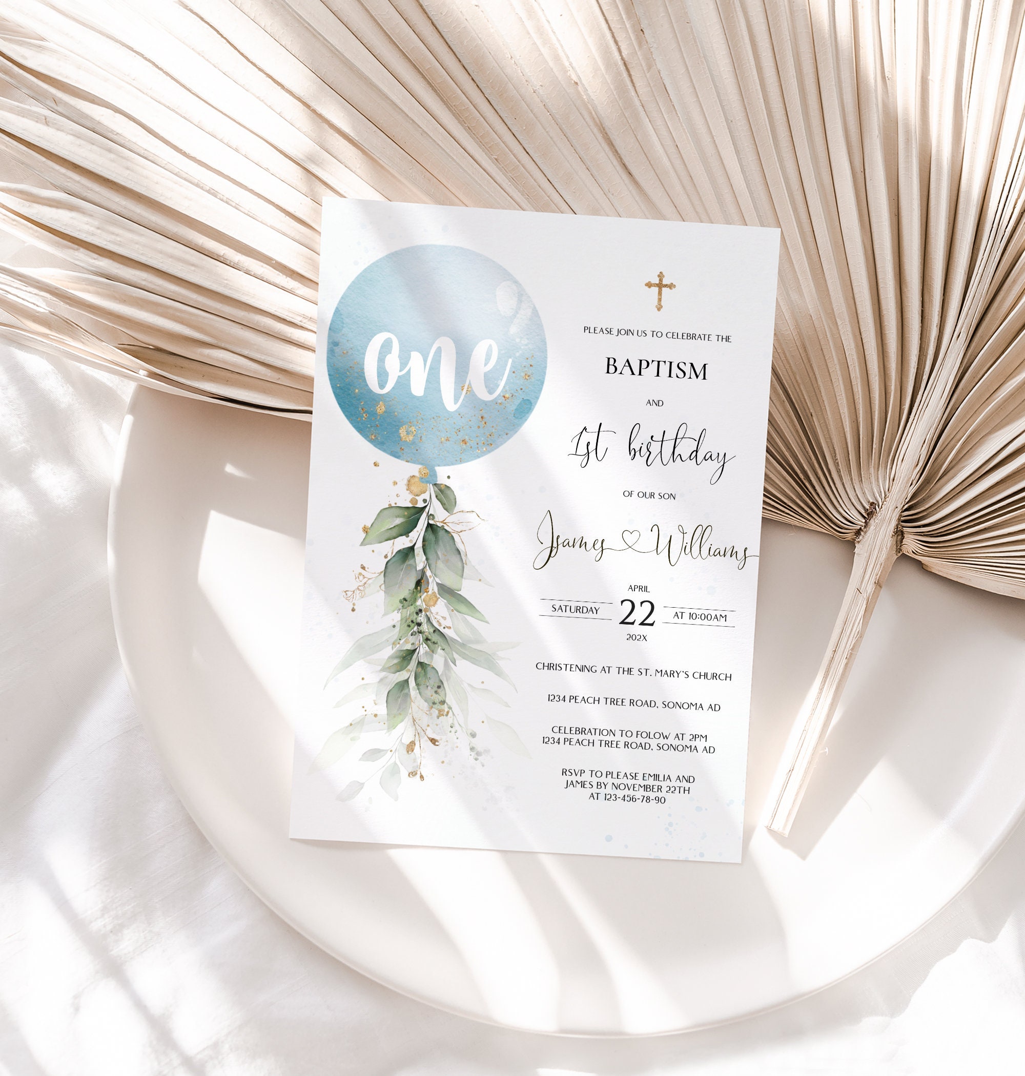 Baptism and 1st Birthday Invitation Template Baptism and Etsy UK