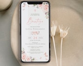 Invitaciones de bautizo niña, invitacion bautizo en espanol, girl baptism invitation in spanish pink floral, invitacion para niñas - C178 Il_170x135