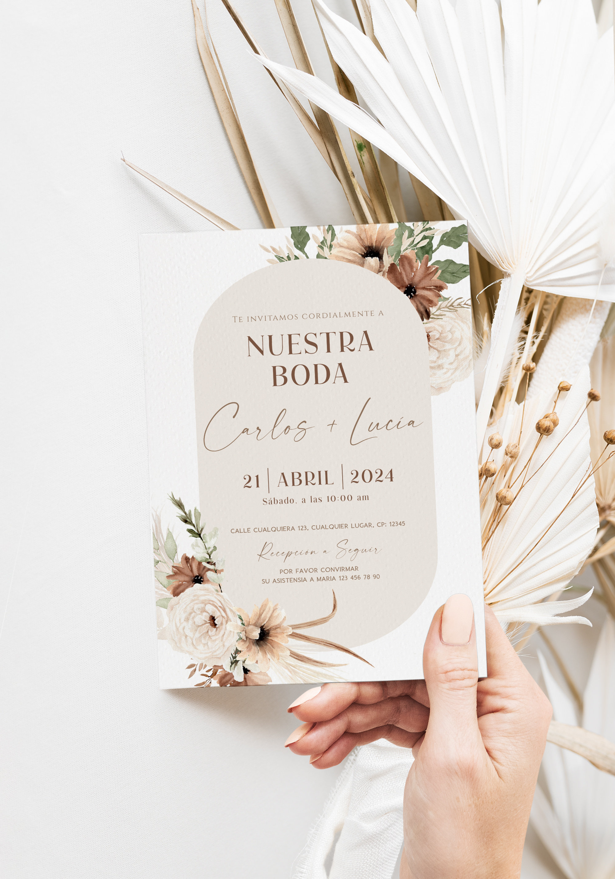 Invitaciones Para Boda Digital Espanol, Bohemian Spanish Wedding  Invitations, Nuestra Boda Spanish Wedding Invitaciones Para Imprimir -C1007  - Etsy, image size:2000x2855