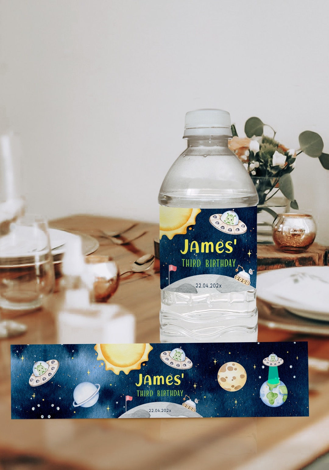 Alien Birthday Water Bottle Labels Printable, Water Kids Birthday Party ...