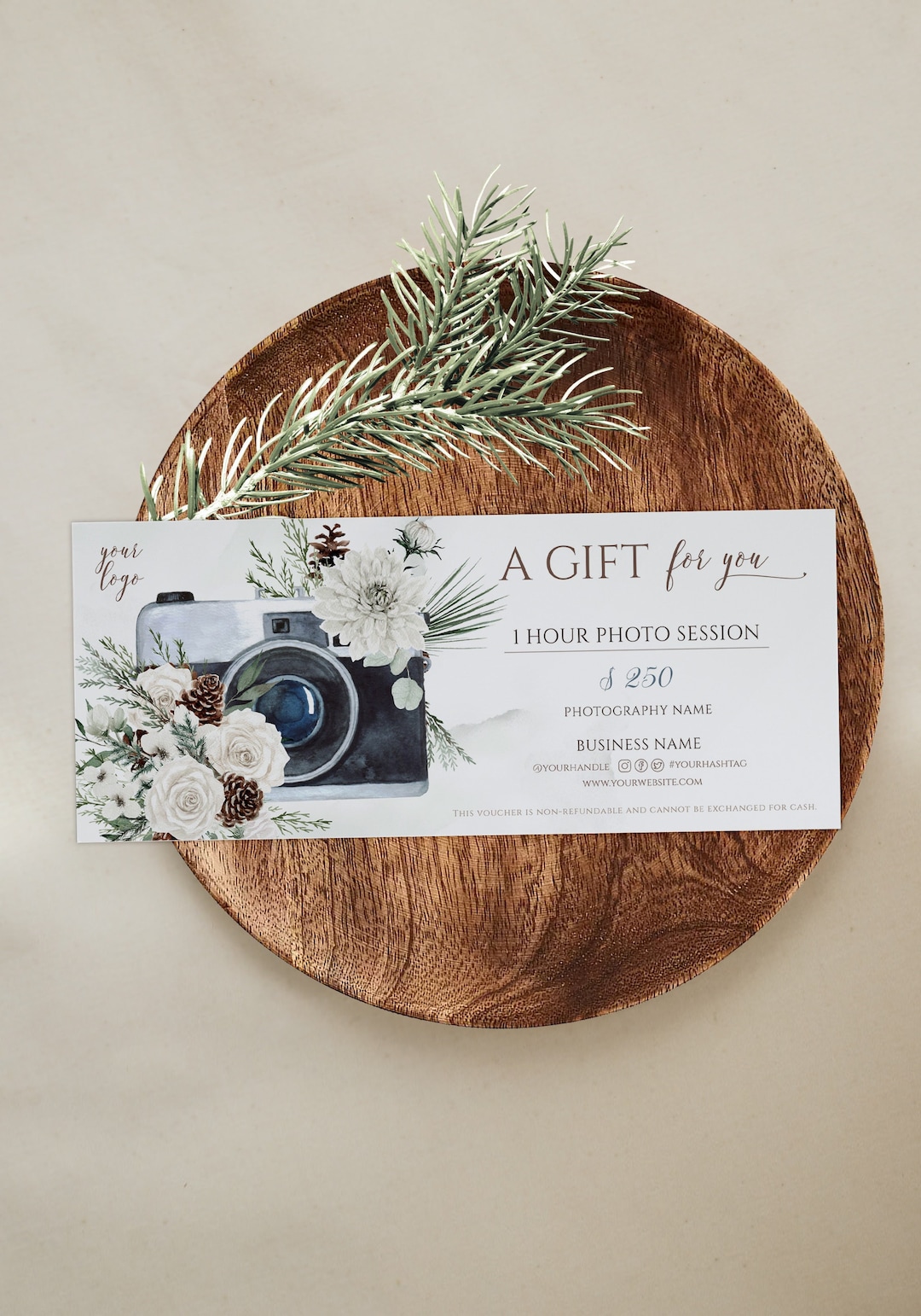 Editable Winter Photography Gift Certificate Template Holiday Photo Editable Winter Photography Gift Certificate Template Holiday Photo