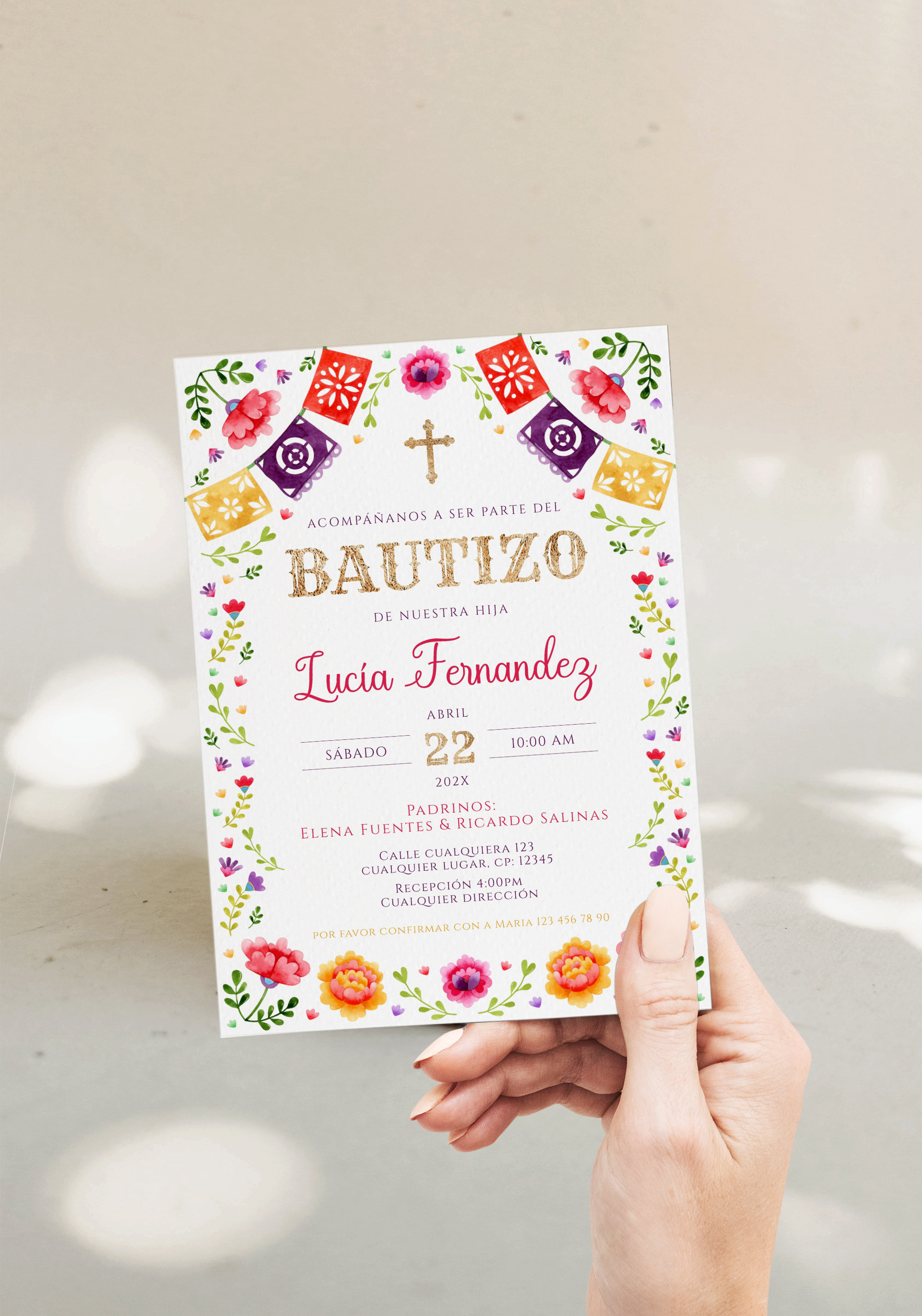 Mexican Baptism Invitation in Spanish Printable Bautizo Etsy