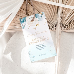 Baptism favor tag in spanish, mi bautizo & primer añito thank you tags spanish, gracias tags bautizo en espanol gift tag - C210