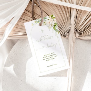 Mi bautizo thank you tags spanish, etiquetas para bautizo, gracias tags bautizo en espanol gift tag, boho baptism tag with in spanish - C202