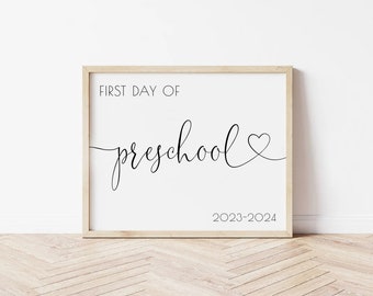 First day of preschool sign printable, first day of preschool chalkboard sign, first day of preschool photo prop sign, 1st day of preschool
