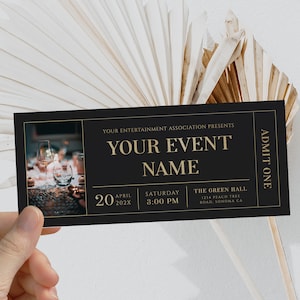 Event ticket template, editable event tickets, birthday concert ticket surprise, ticket printable present coupon, DIY ticket with photo
