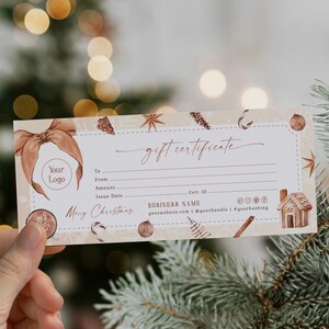 Editable merry christmas gift certificate template, mininalist gift certificate christmas gift card, small business Xmas gift card 2024