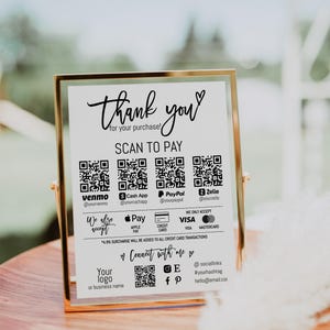 Editable scan to pay sign template, QR code sign payment, scan to Paypal, CashApp Sign, Venmo sign, modern QR code poster, scan to order-A71