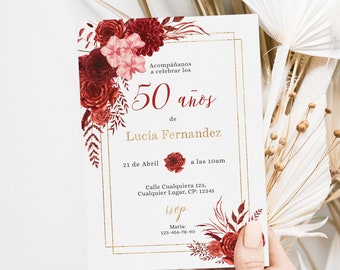 Invitación De 50 Años Mujer, Spanish 50th Birthday Surprise