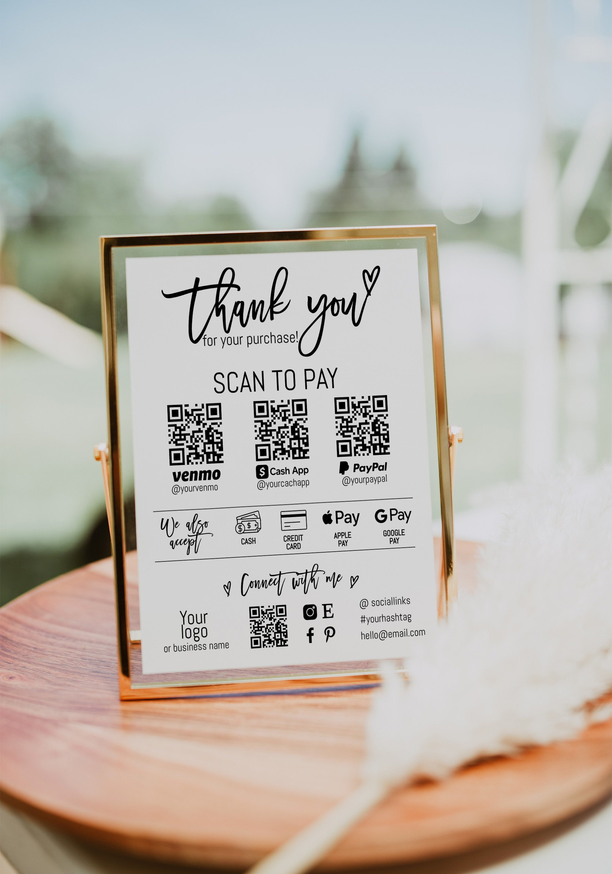 Editable scan to pay sign template, QR code sign payment, scan to Paypal, CashApp Sign, Venmo sign, modern QR code poster, scan to order-A76