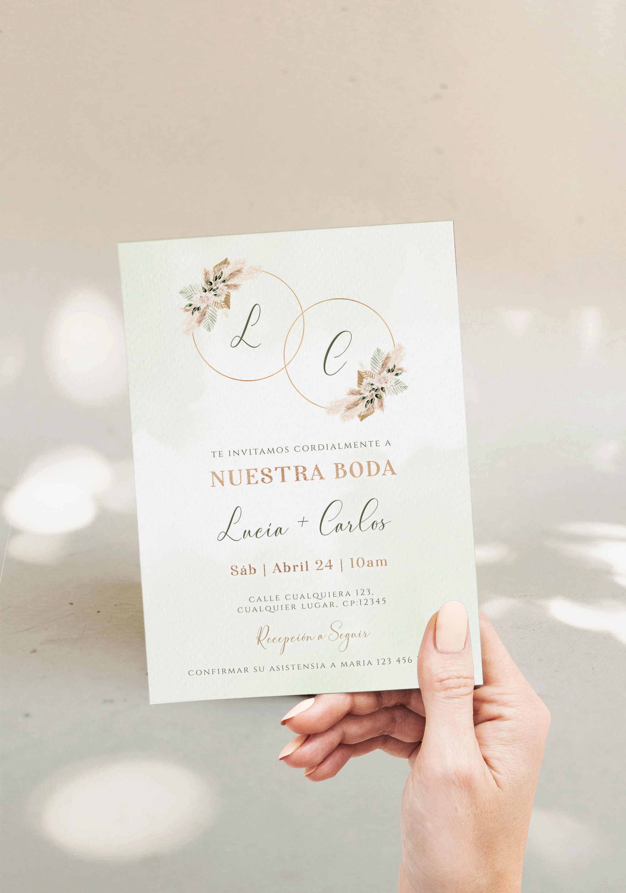 Bohemian Spanish Wedding Invitations, Invitaciones Para Boda Digital  Espanol, Nuestra Boda Spanish Wedding Invitaciones Para Imprimir - C239 -  Etsy, image size:2000x2855