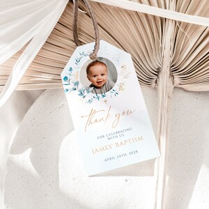 Thank you favor tags editable, photo baby boy shower favor tag printable, little baby boy tag template, boy baby shower gift tags - C208p