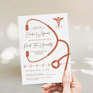 Editable nursing graduation modern invite, RN graduation party invitation card decor, registered nurse graduation announcement invite - C381 Bild 5