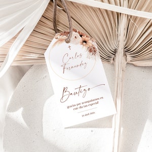 Gracias tags bautizo en espanol gift tag, mi bautizo thank you tags spanish, boho baptism favor tag in spanish, etiquetas para bautizo -C164